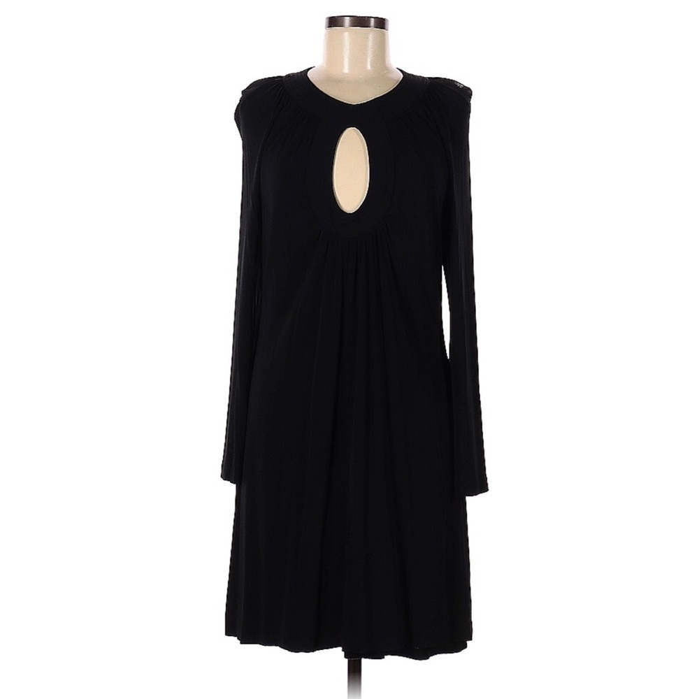 Trina Turk Long Sleeve Dress Front Key Hole Black Size 8